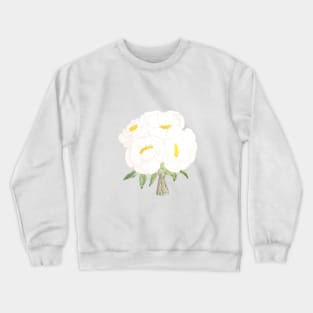 white peony bouquet flowers  ink and watercolor Crewneck Sweatshirt